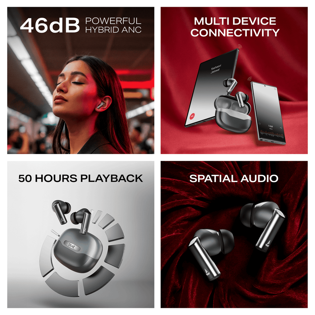 boAt Airdopes Prime 701 ANC | Wireless Earbuds with 50 Hours Playback, 46dB Hybrid ANC, Spatial Audio, Multipoint & BEAST™ Mode