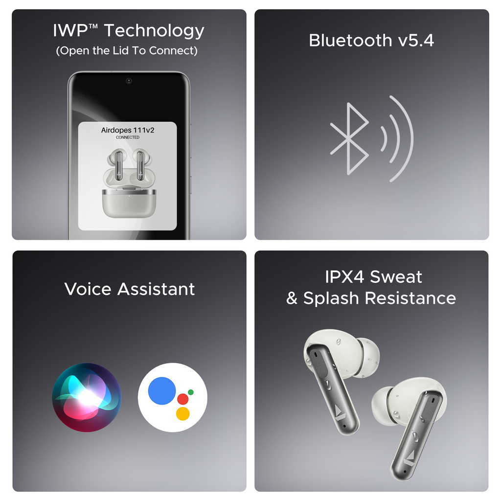 boAt Airdopes 111v2 | Wireless Earbuds with 50H Playback, Bluetooth v5.4, IWP™ Technology, 13mm Drivers
