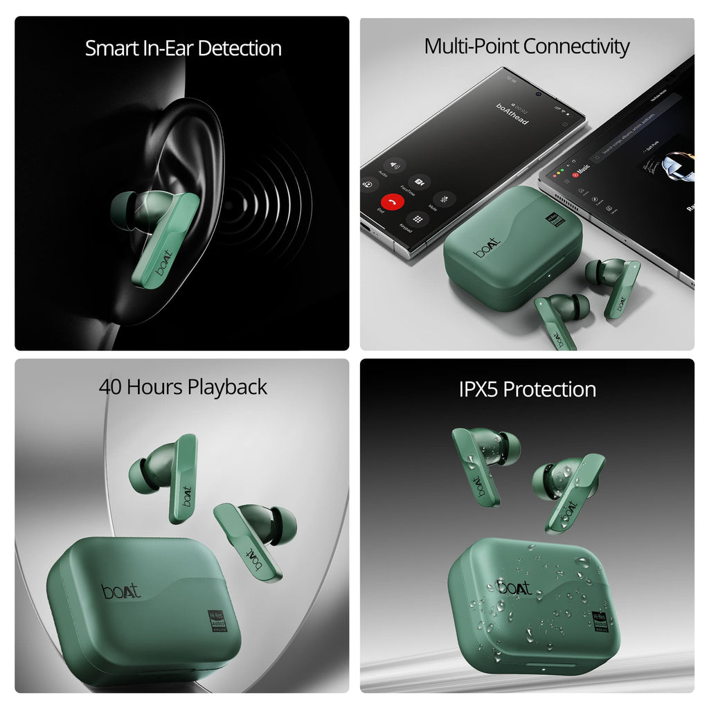 boAt Airdopes 800 HiDef | Wireless Earbuds with 40 Hours Playback, High-Res Audio with LDAC, AI ENx Technology
