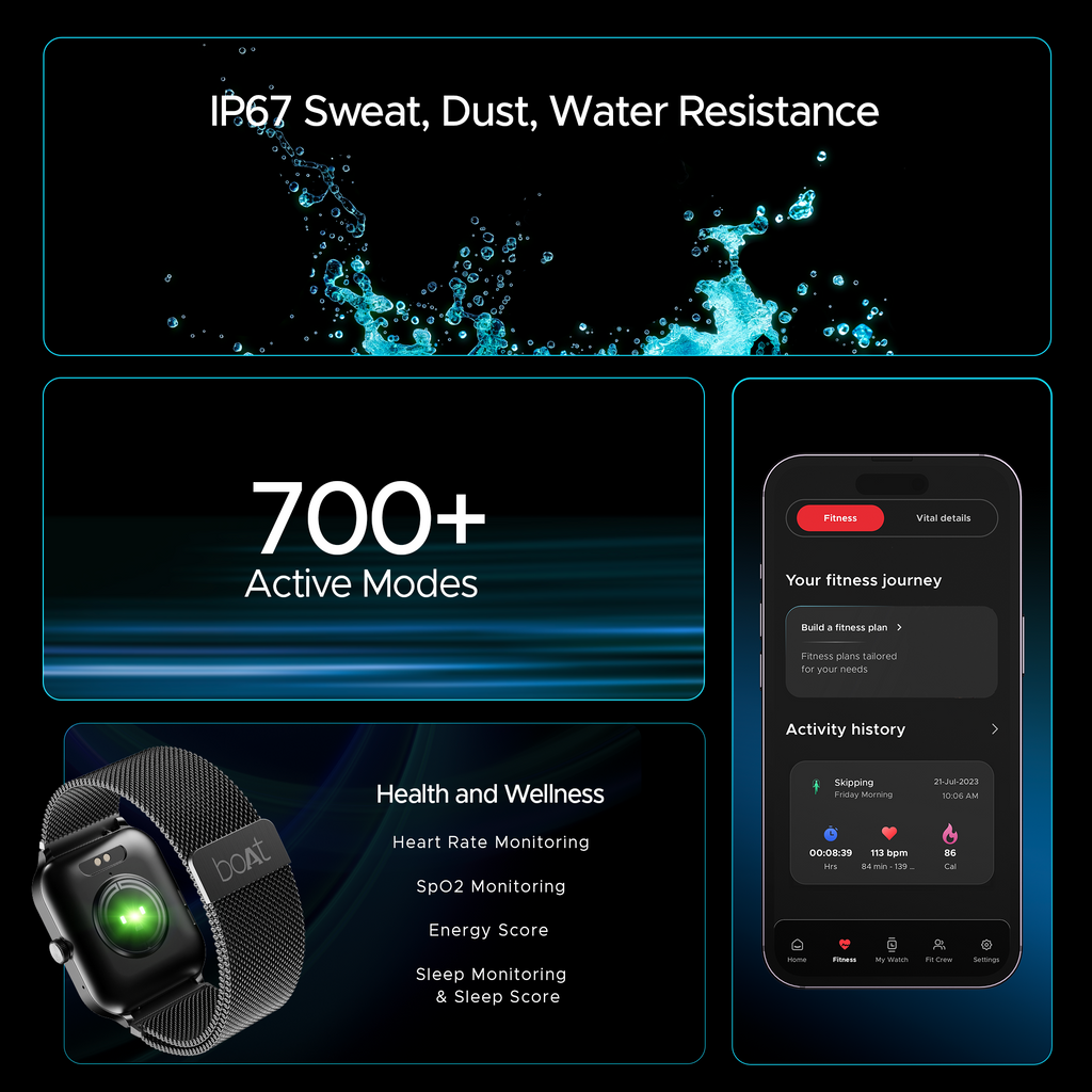 boAt Storm Call 3 Plus | Smartwatch with 1.96" HD Display, BT Calling, 700+ Activity Modes, SOS feature, Functional Crown