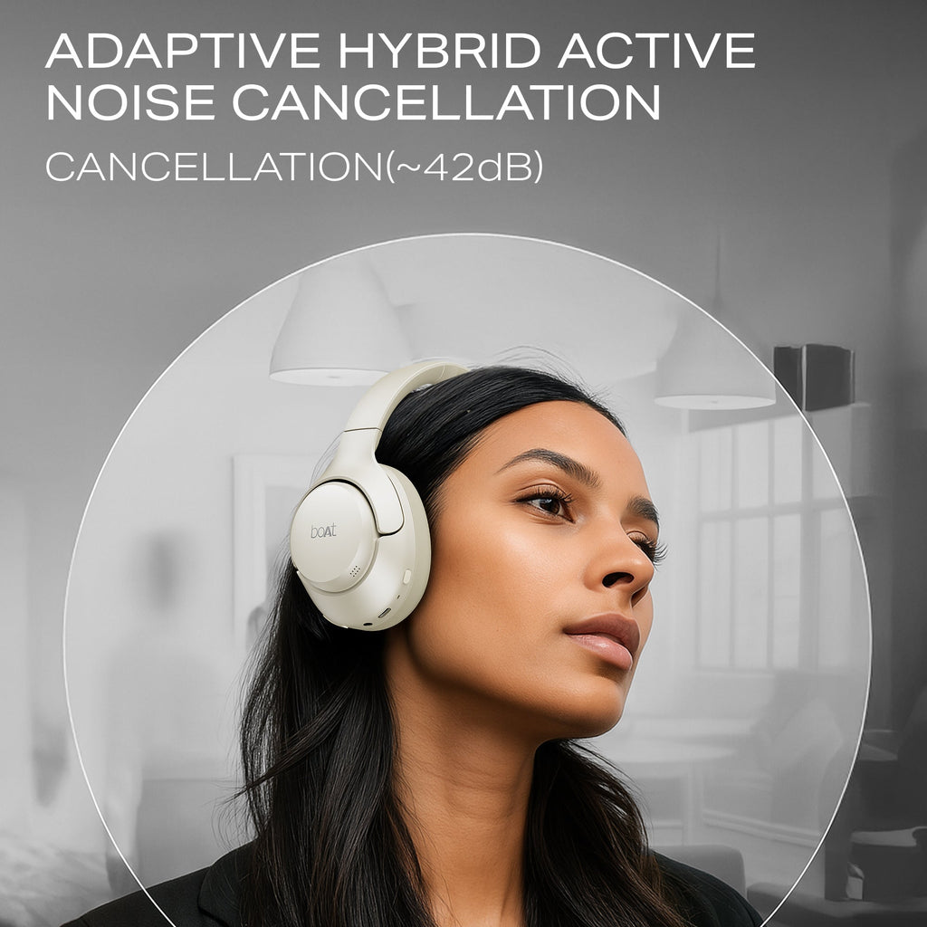 boAt Rockerz 551 ANC Pro | Wireless Headphone with 42dB Hybrid Adaptive ANC, 72 Hours Playtime, Dual Mics with ENx™ Tech