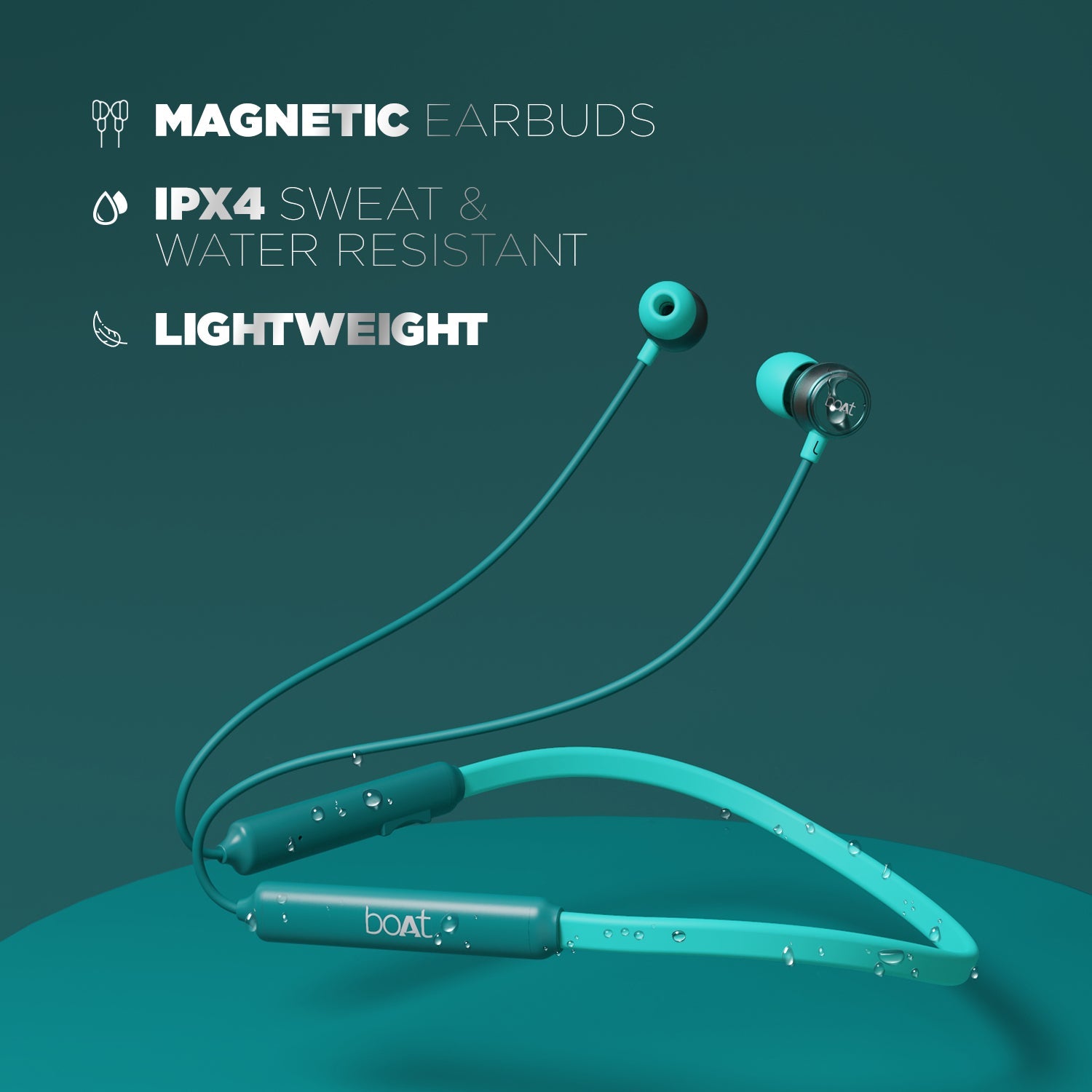 boAt Rockerz 195 | Equipped with 10mm Titanium Drivers, 15H Nonstop Playback, Fast Charging, Magnetic Earbuds