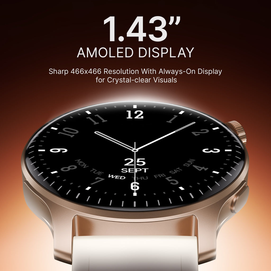 boAt Ultima Prime | Smartwatch with 1.43" AMOLED Display, Cloud Watch Faces, Emergency SOS, BT Calling, Functional Crown