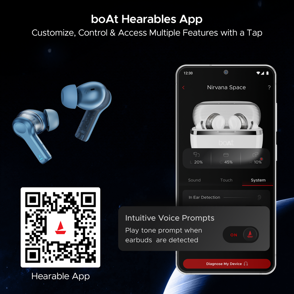 boAt Nirvana Space | TWS Earbuds with boAt 360º Spatial Audio, 32dB Active Noise Cancellation