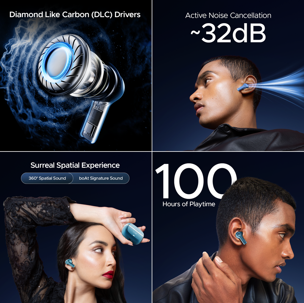 boAt Nirvana Space | TWS Earbuds with boAt 360º Spatial Audio, 32dB Active Noise Cancellation