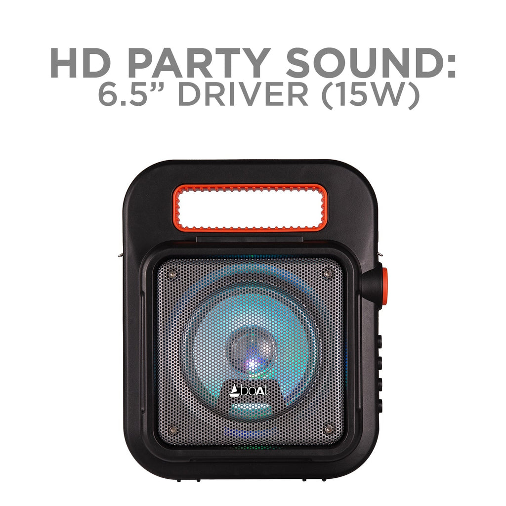 boAt Party Pal 23 | Bluetooth Party Speaker with 15W Sound, Up to 4.5 Hours Playtime, LED Lit, Microphone Jack for Karaoke