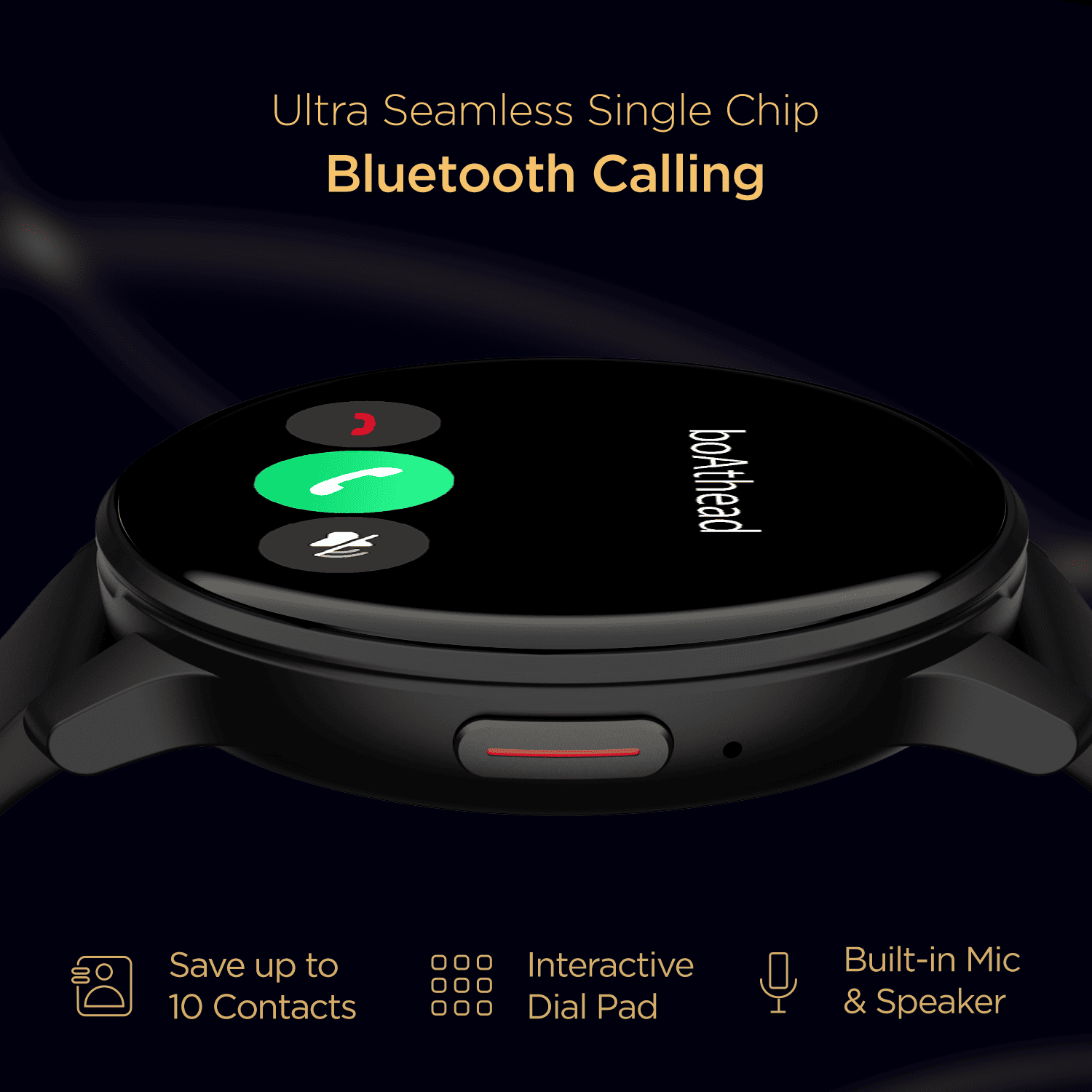 boAt Lunar Call | 1.28” (3.25 cm) HD Display Smartwatch, BT Calling, ENx™ Algorithm, Bilingual, 100+ Sports Mode
