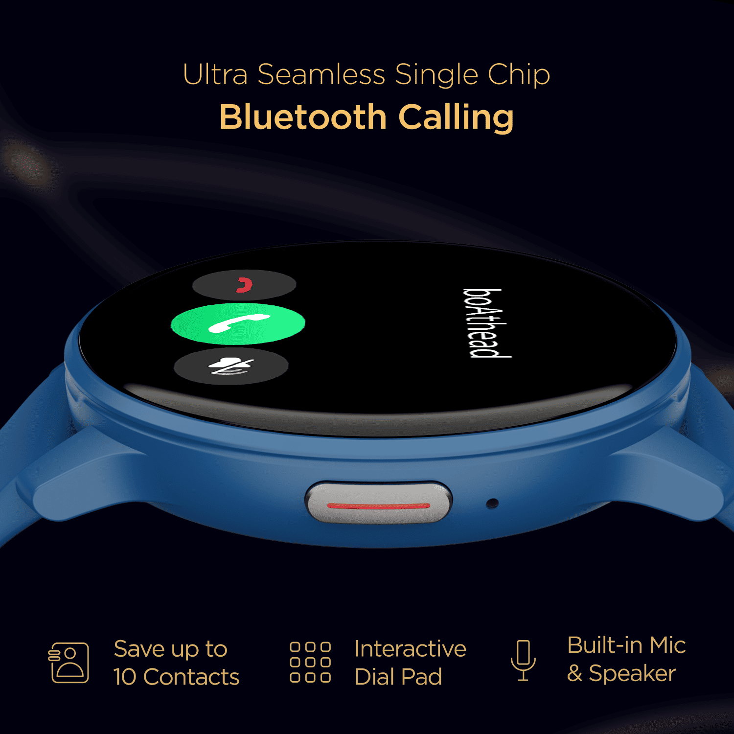boAt Lunar Call | 1.28” (3.25 cm) HD Display Smartwatch, BT Calling, ENx™ Algorithm, Bilingual, 100+ Sports Mode