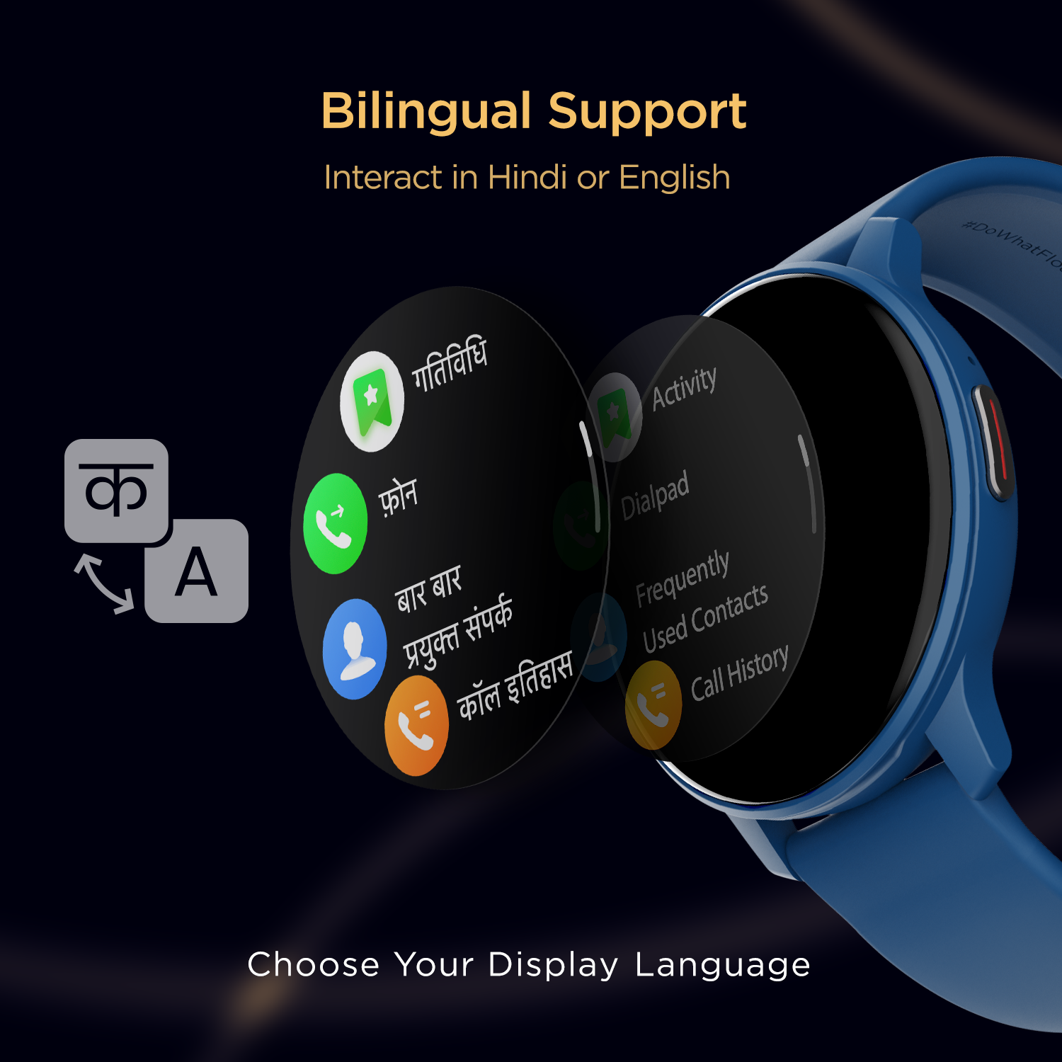 boAt Lunar Call | 1.28” (3.25 cm) HD Display Smartwatch, BT Calling, ENx™ Algorithm, Bilingual, 100+ Sports Mode