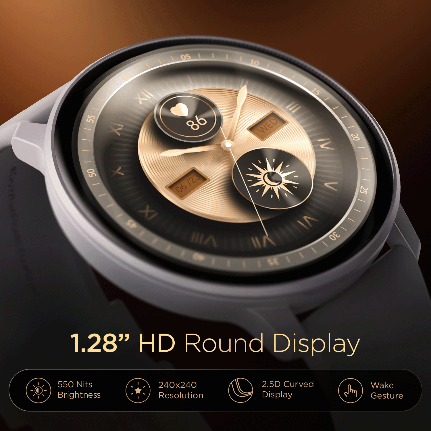 boAt Lunar Connect | Round Dial Smart Watch with 1.28” (3.25 cm) HD Display, BT Calling, Supports Hindi & English Language, Up to 20 contacts, 100+ Sports Modes