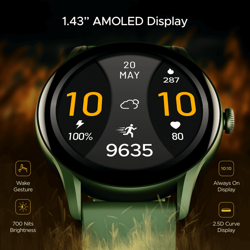 boAt Lunar Connect Ace | Round AMOLED Display Smartwatch with 1.43" (3.63 cm) Screen, Bluetooth Calling, 100+ Sports Modes