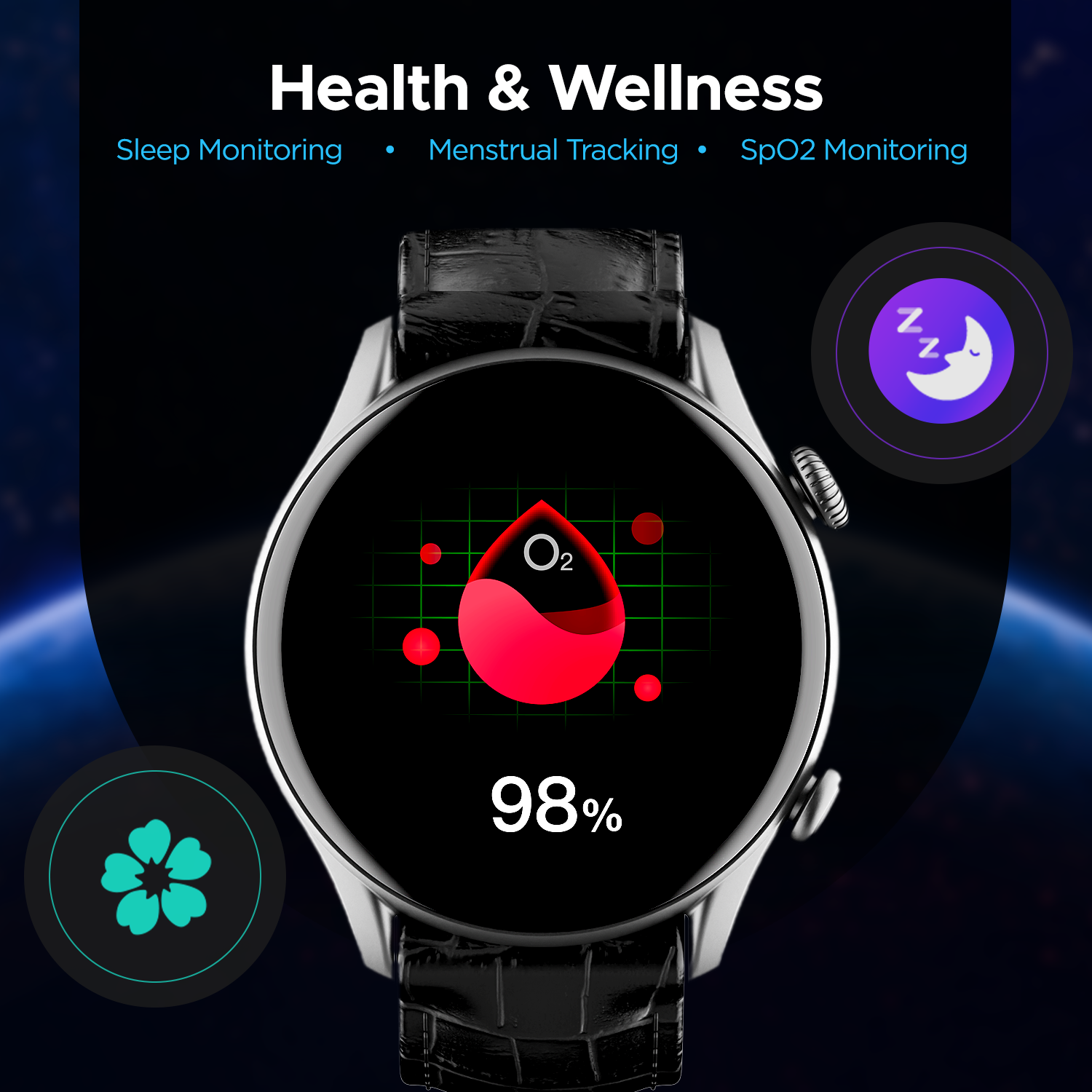 boAt Lunar Space | Smartwatch with 1.3" (3.3 cm) Round HD Display, BT Calling, 100+ Fitness Modes, Heart Rate, SpO2 Monitoring