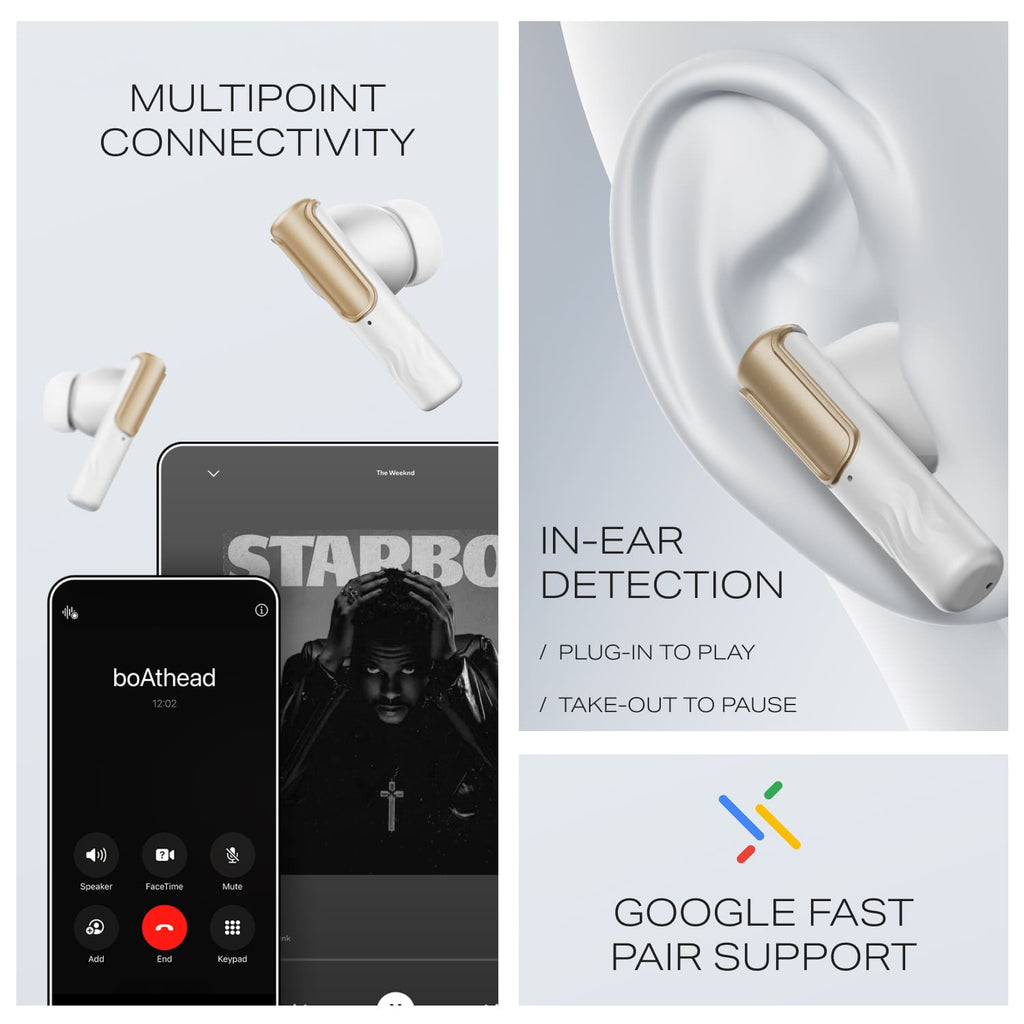 boAt Nirvana Ivy Pro | Wireless Earbuds with Dolby Head Tracking, 50H Playback, 52dB ANC & Adaptive EQ by Mimi