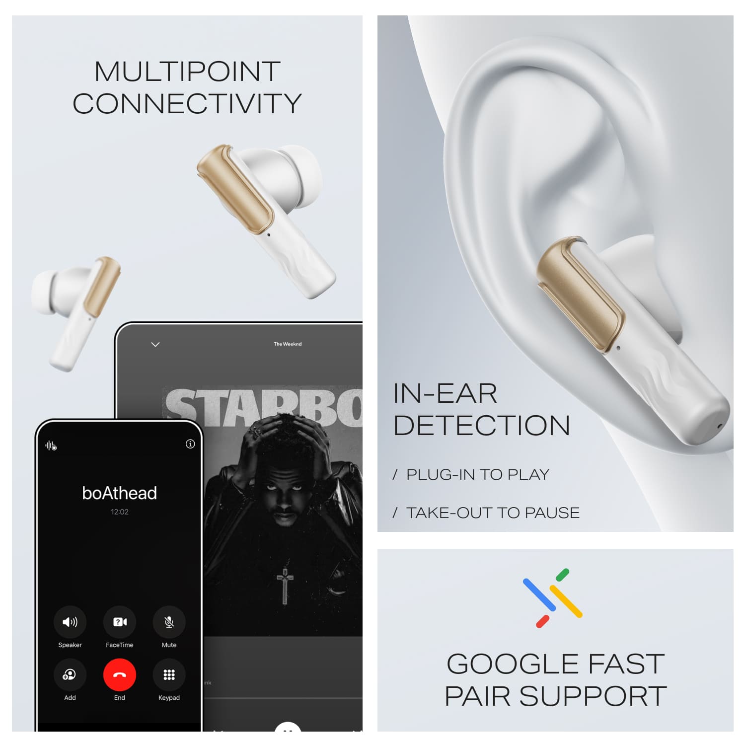 boAt Nirvana Ivy Pro | Wireless Earbuds with Dolby Head Tracking, 50H Playback, 52dB ANC & Adaptive EQ by Mimi