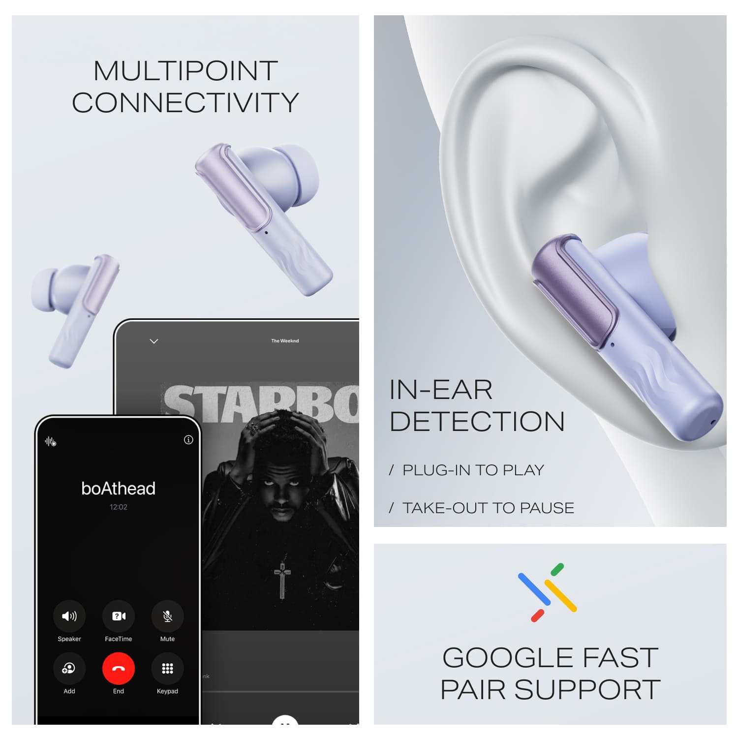boAt Nirvana Ivy Pro | Wireless Earbuds with Dolby Head Tracking, 50H Playback, 52dB ANC & Adaptive EQ by Mimi