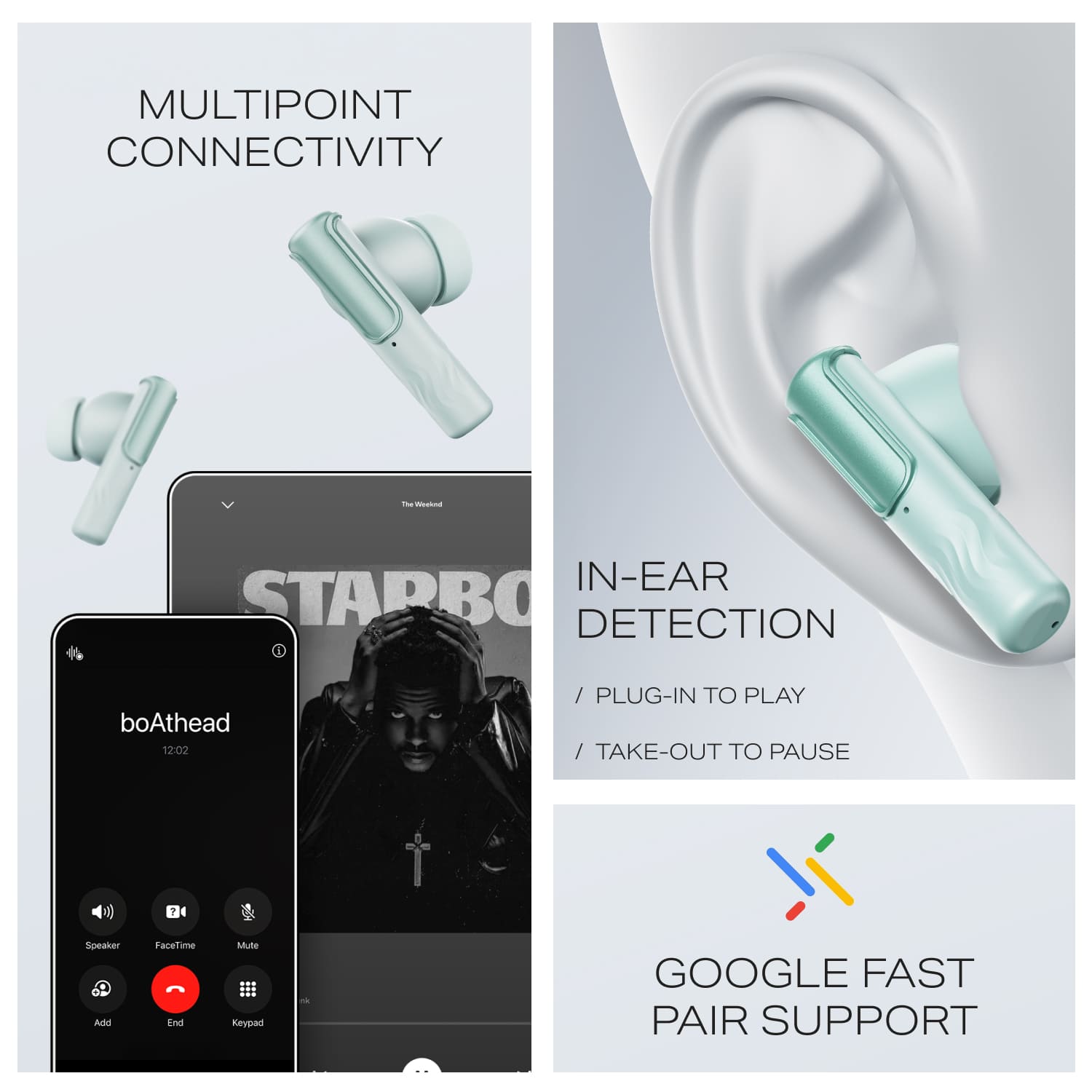 boAt Nirvana Ivy Pro | Wireless Earbuds with Dolby Head Tracking, 50H Playback, 52dB ANC & Adaptive EQ by Mimi