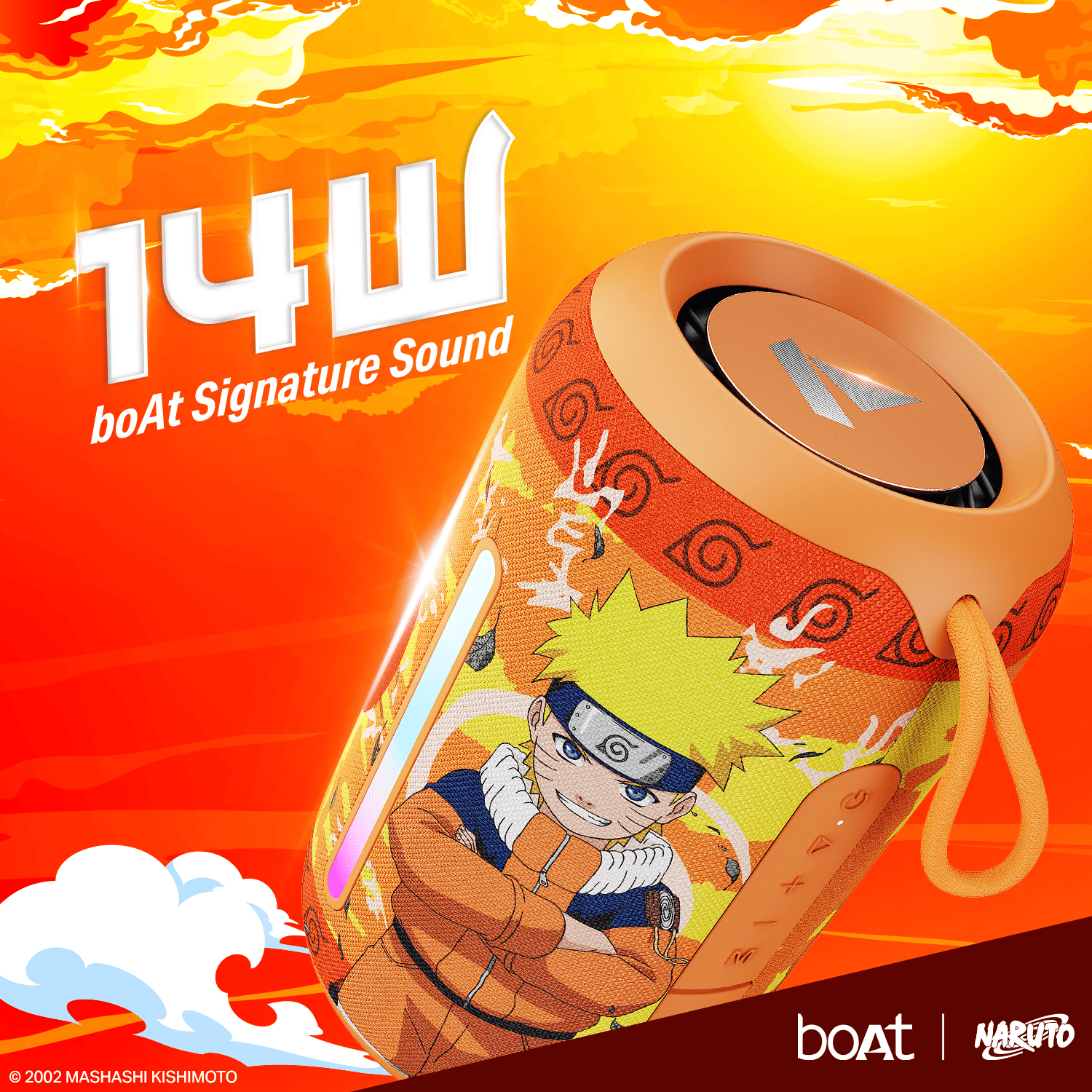 boAt Stone 350 Pro Naruto Edition | Naruto Series - Portable Bluetooth Speaker with 14W boAt Signature Sound, 12 Hours Playback, RGB LED