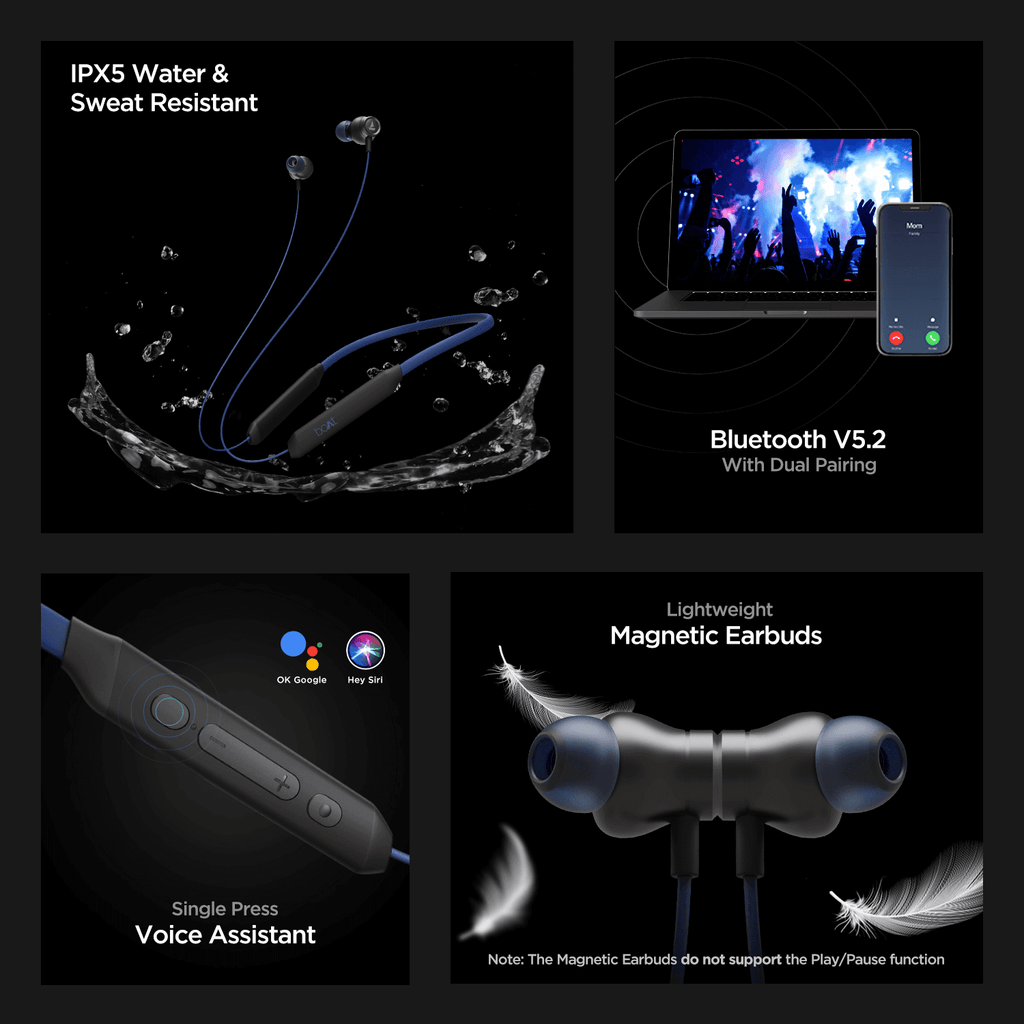 boAt Rockerz 205 Pro | Bluetooth Earphone with 10mm Drivers, Upto 30 Hour Playback, Lightweight Magnetic Earbuds