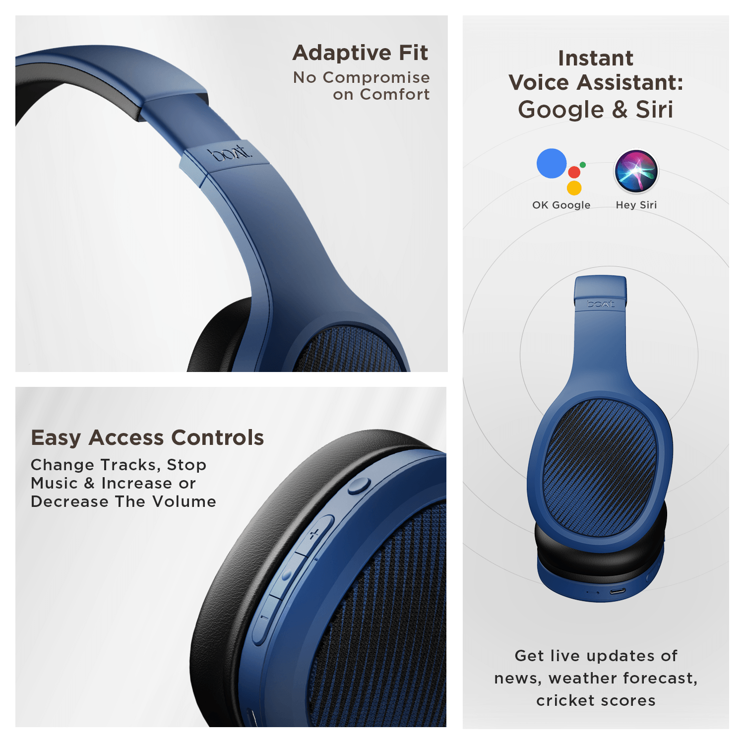 boAt Rockerz 460 | Wireless Headphone with 40mm Drivers, 30 HRS of Fuel, ENx™ Technology For Clear Calls, Dual Pairing