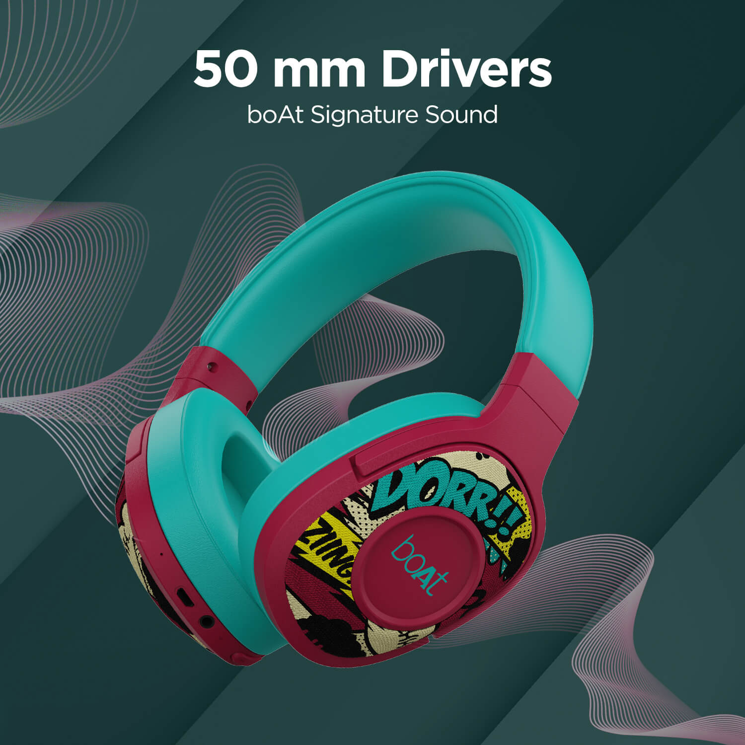 boAt Rockerz 550 | Over Ear Bluetooth Headphones with Upto 20H Playback, 50mm Dynamic Driver, 500mAh Battery