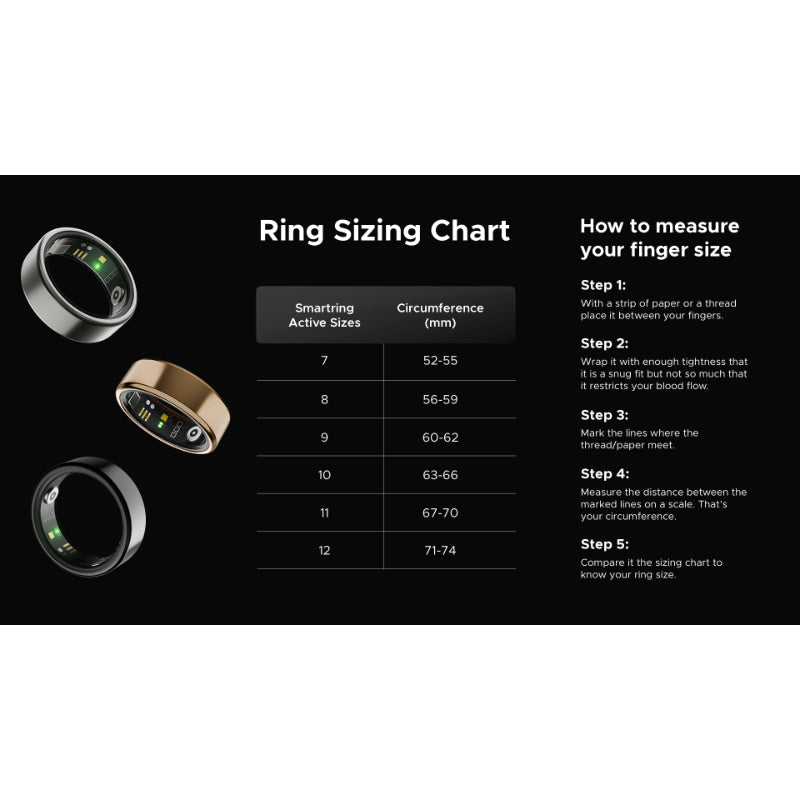 Smart Ring Active Plus | Smart Ring with Health Monitoring, Wireless Charging, Stainless Steel Build