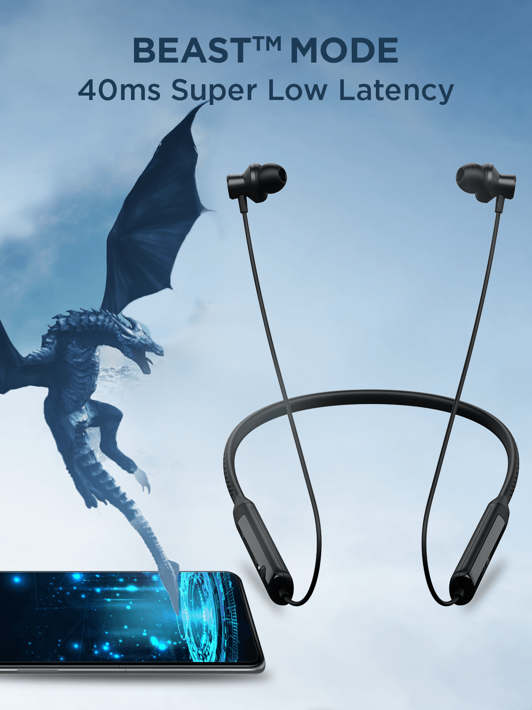 boAt Rockerz Apex | Wireless Neckband with Spatial Bionic Sound powered by DIRAC, BEAST™ Mode, Seamless Touch Controls, 30 Hours Playback time