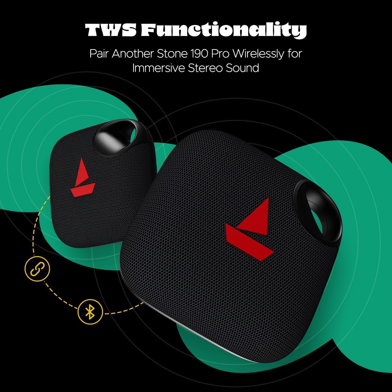 boAt Stone 190 Pro | Portable Bluetooth Speaker with 5W boAt Signature Sound, 12 Hours Playback, TWS Functionality