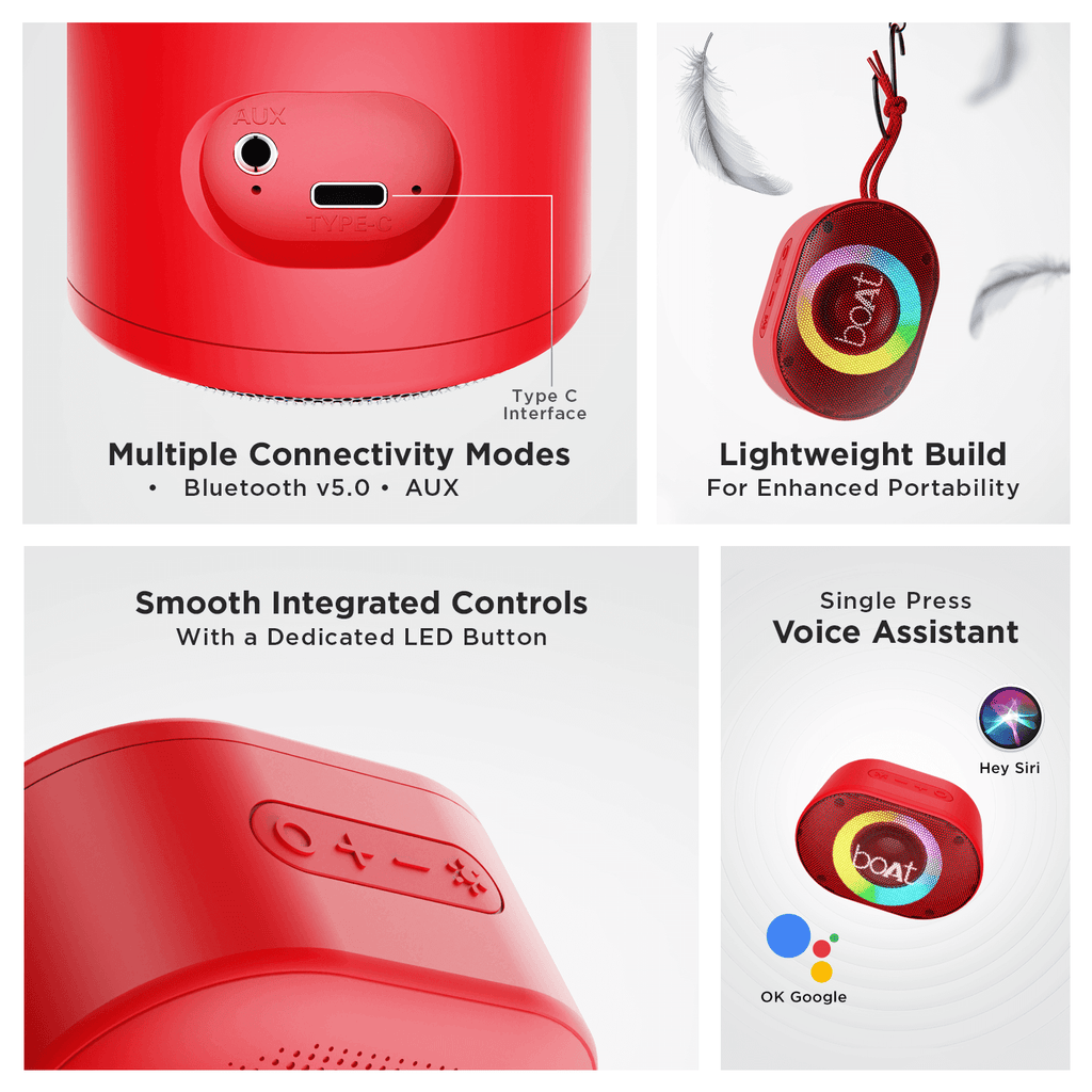 Stone 250 | 5W Portable Wireless Speaker with RGB LED, 9 Hours of Playtime, IPX7 Water Resistant