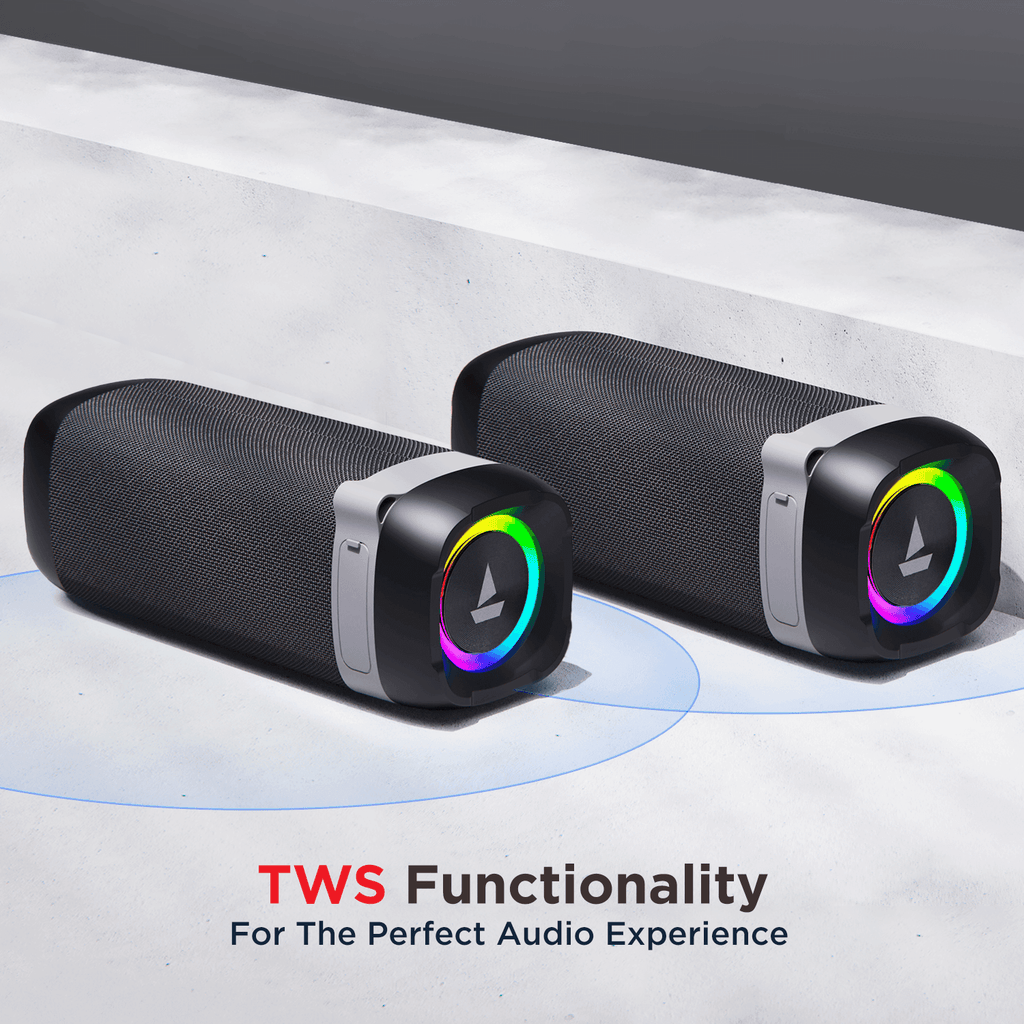Stone 500 | Portable Bluetooth Speaker with 10W RMS Stereo Sound, RGB Lights, Bluetooth v5.0, AUX, USB & FM mode
