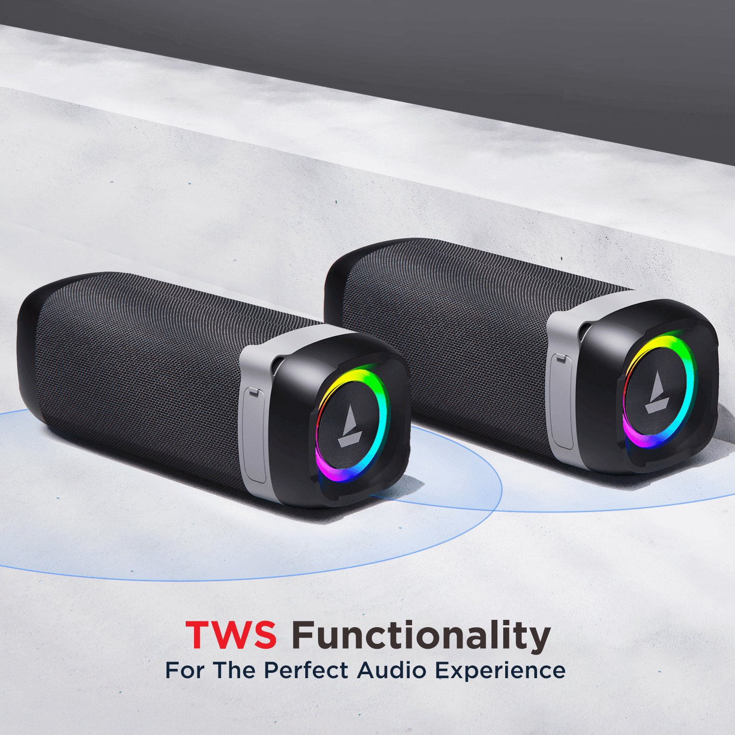 Stone 500 | Portable Bluetooth Speaker with 10W RMS Stereo Sound, RGB Lights, Bluetooth v5.0, AUX, USB & FM mode