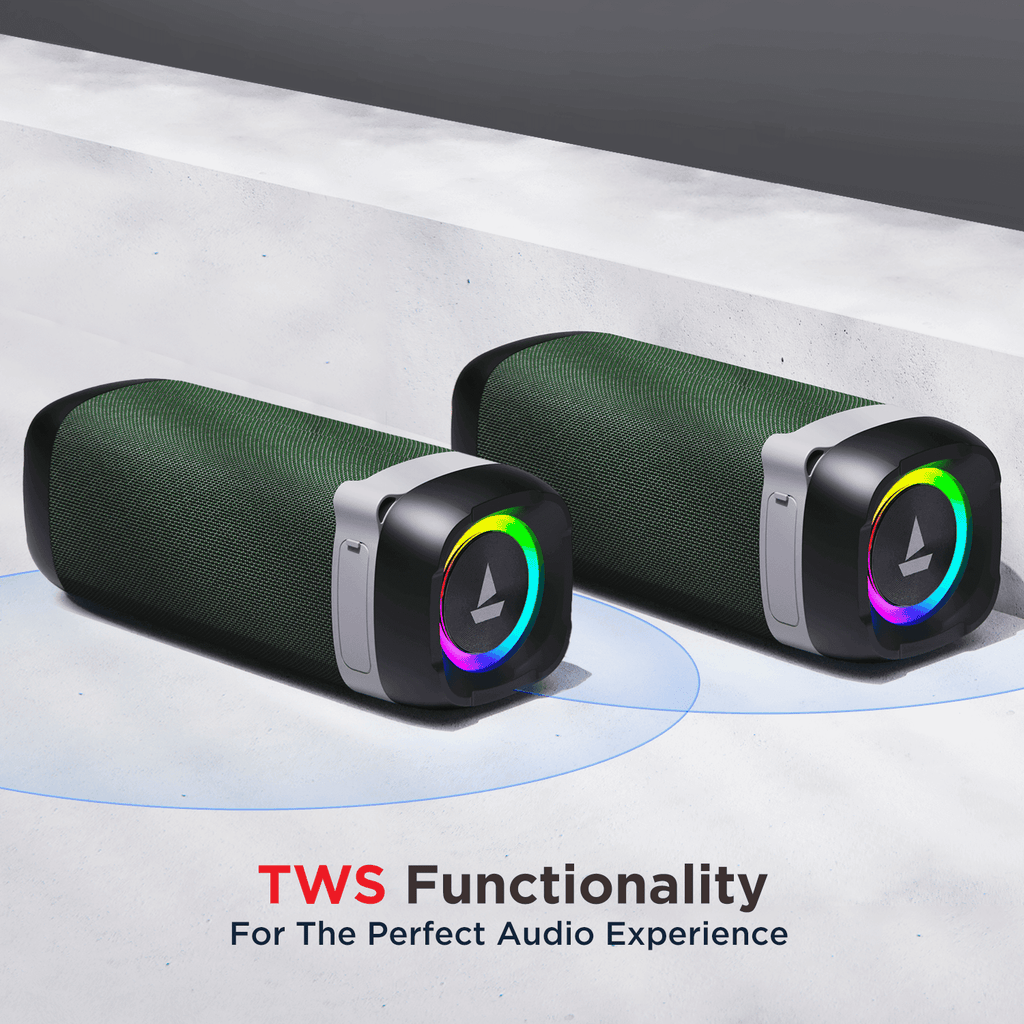 Stone 500 | Portable Bluetooth Speaker with 10W RMS Stereo Sound, RGB Lights, Bluetooth v5.0, AUX, USB & FM mode