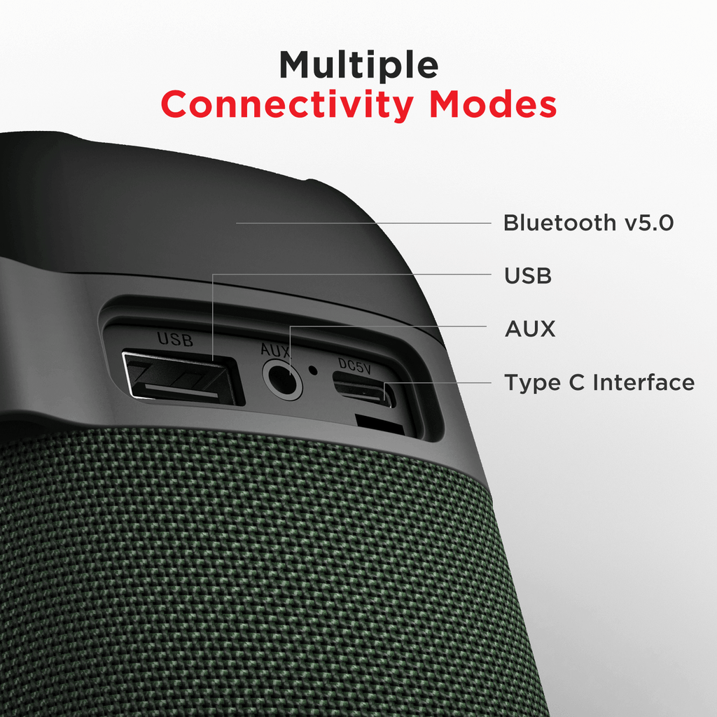 Stone 500 | Portable Bluetooth Speaker with 10W RMS Stereo Sound, RGB Lights, Bluetooth v5.0, AUX, USB & FM mode