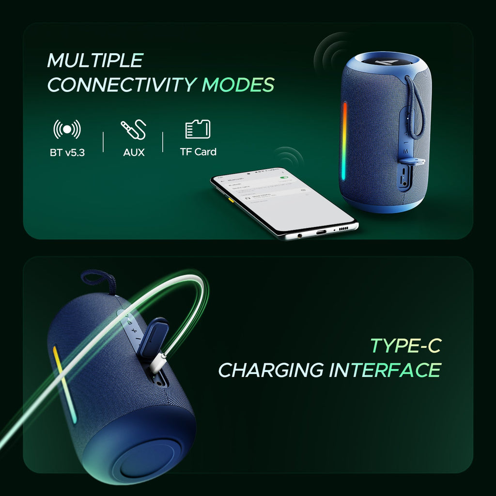 boAt Stone 350 Pro | Portable Bluetooth Speaker with 14W boAt Signature Sound, 12 Hours Playback, RGB LED