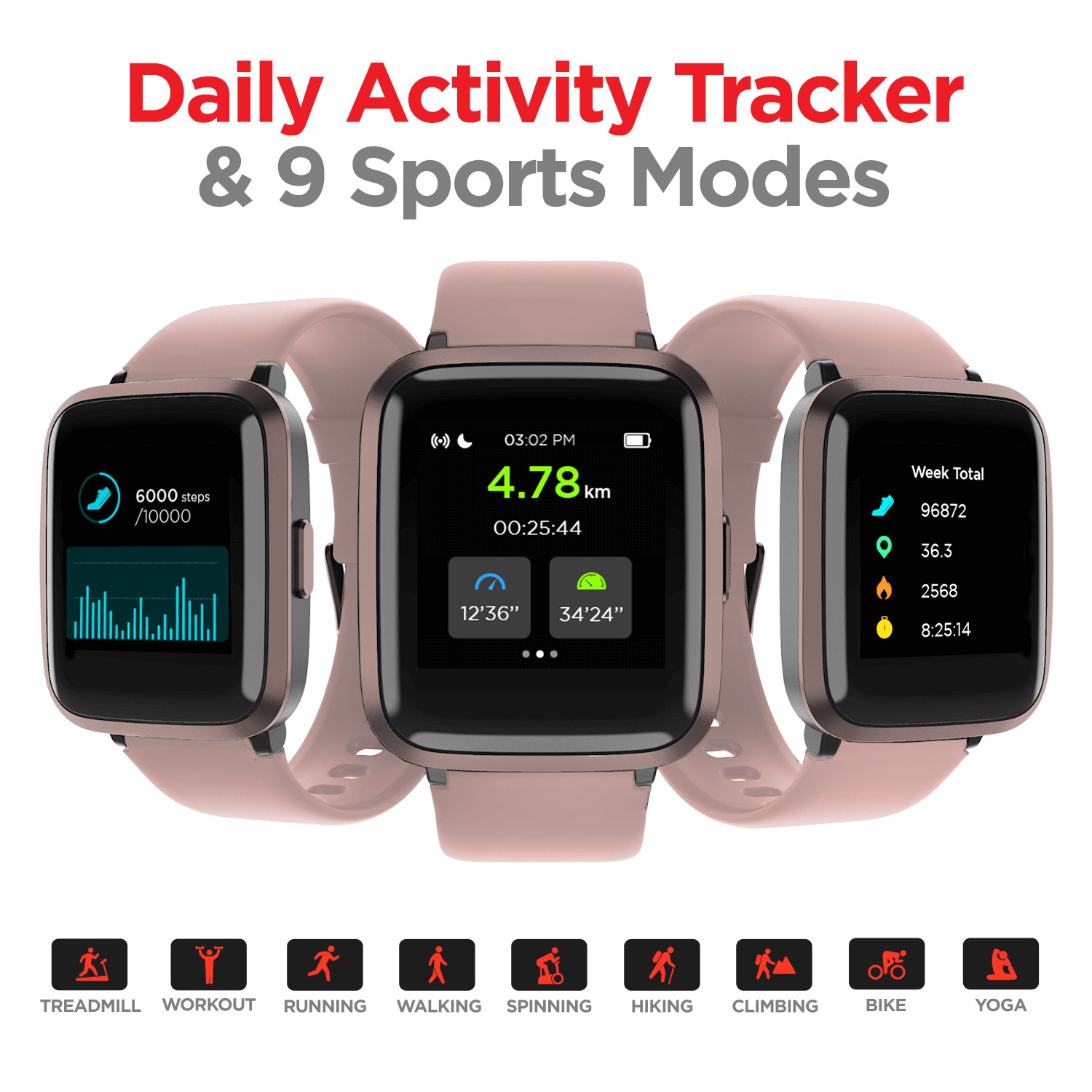 boAt Storm RTL | Fitness & Activity Tracker Smart Watch with 1.29" (3.3 cm) Curved Color Display, SpO2 Sensor and 8 Active Sports Mode