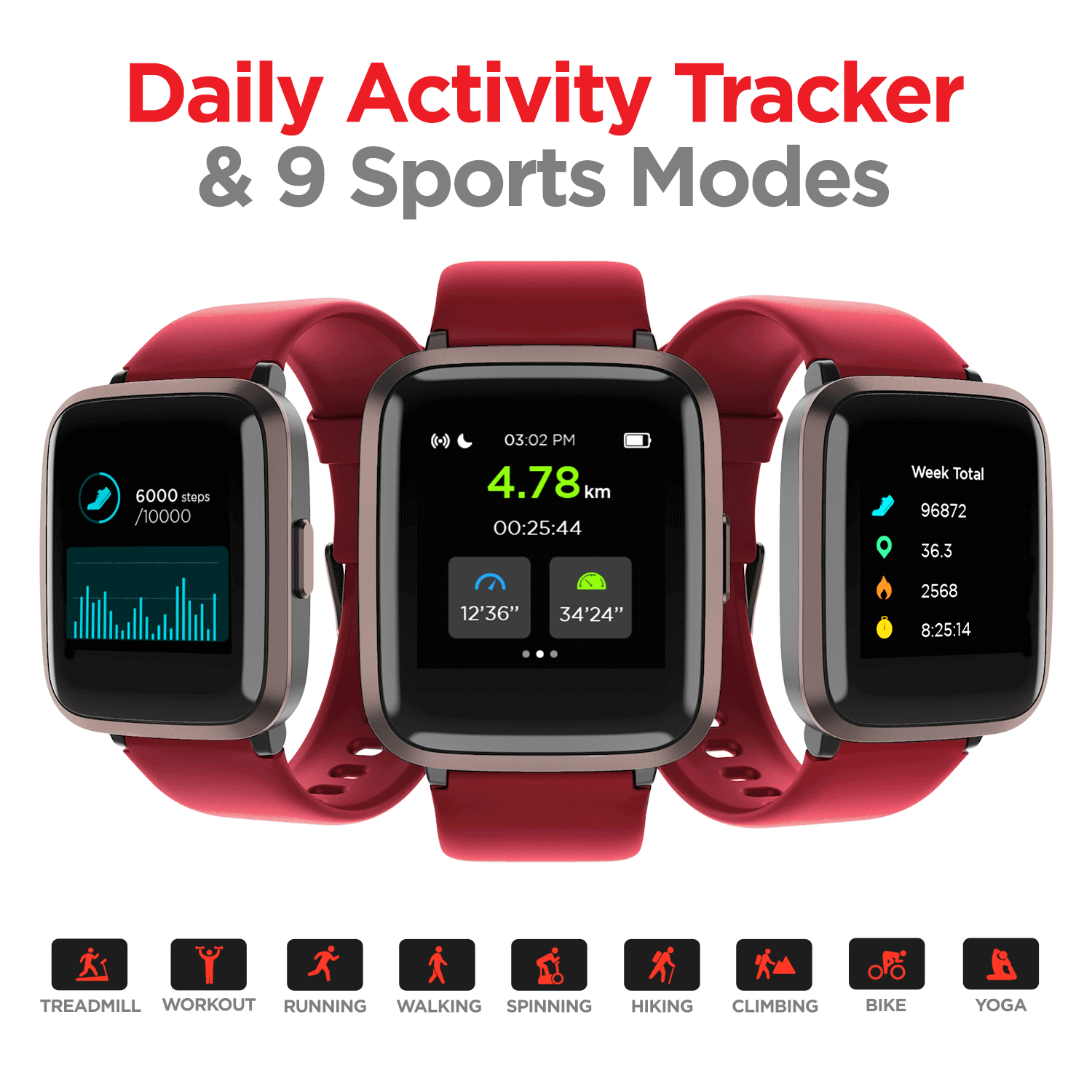 boAt Storm RTL | Fitness & Activity Tracker Smart Watch with 1.29" (3.3 cm) Curved Color Display, SpO2 Sensor and 8 Active Sports Mode