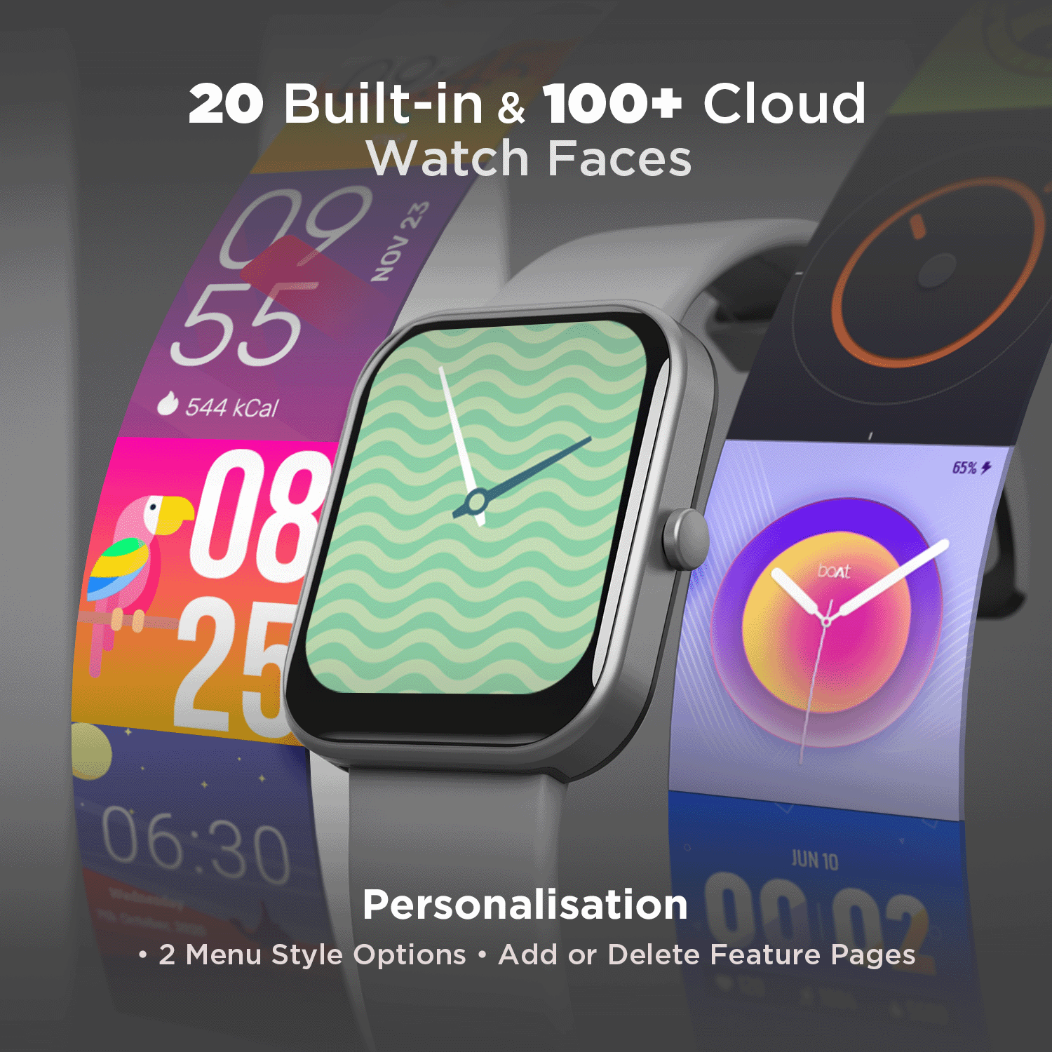 boAt Wave Arcade | 1.81" (4.59 cm) Display Bluetooth Calling Smart Watch with 100+ Sports Modes, Save up to 50 contacts, IP68 Dust and Water Resistance
