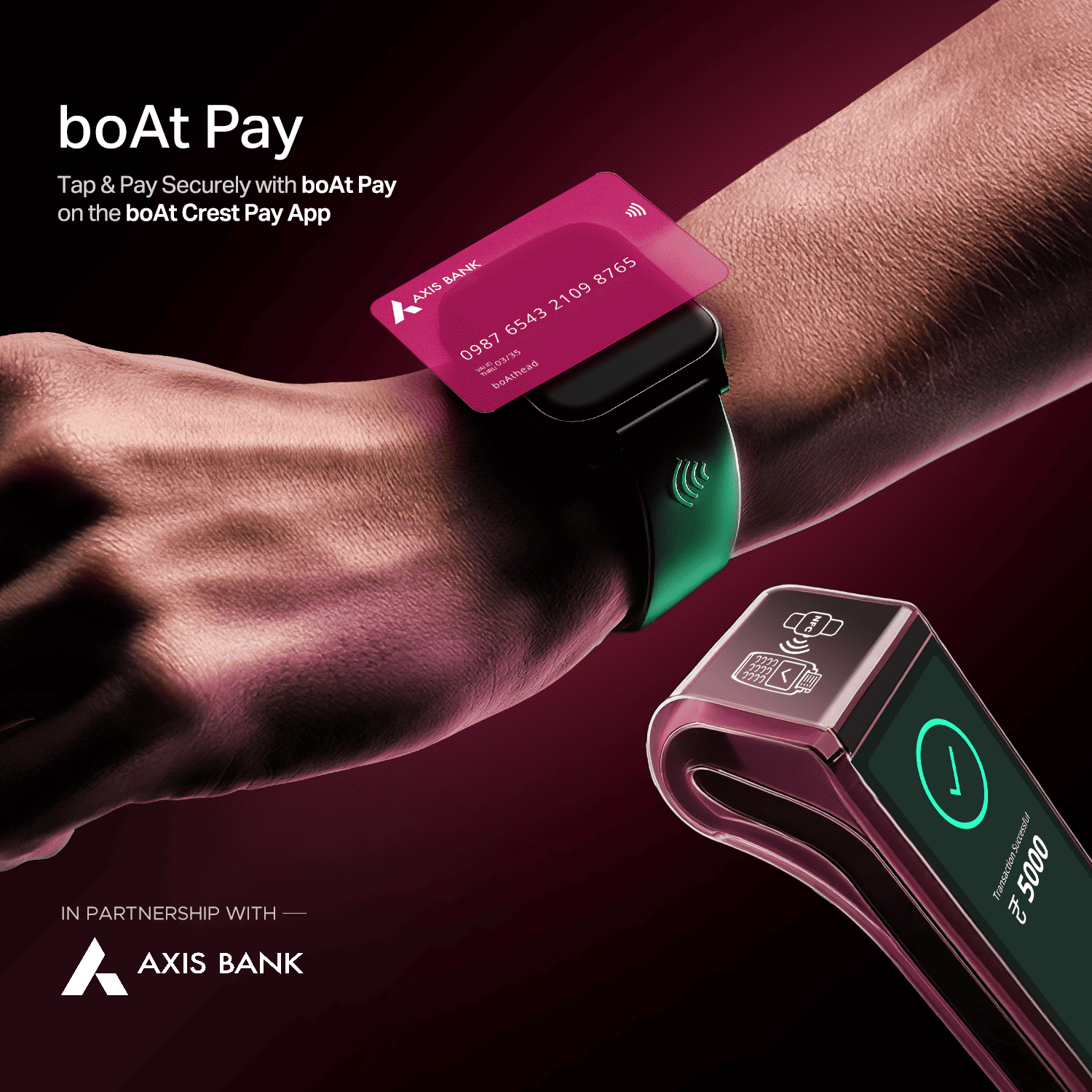 boAt Wave Fortune | NFC Tap & Pay Smartwatch 1.96" HD Display, 100+ Sports Modes & Custom Watch Faces