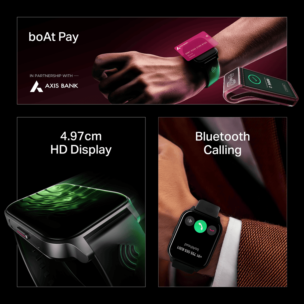 boAt Wave Fortune | NFC Tap & Pay Smartwatch 1.96" HD Display, 100+ Sports Modes & Custom Watch Faces