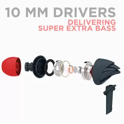 boAt Bassheads 100 RCB Edition | Limited Edition RCB Design Wired Earphones, 10mm Dynamic Drivers, In-line Microphone