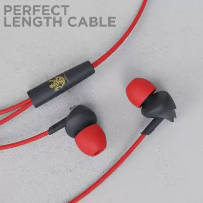 boAt Bassheads 100 RCB Edition | Limited Edition RCB Design Wired Earphones, 10mm Dynamic Drivers, In-line Microphone