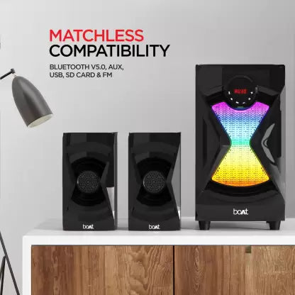 Blitz 1500 | 50W Bluetooth Wired Speaker with 5 Entertainment EQ Modes, RGB Led, 2.1 Channel, BT, Aux,USB, FM