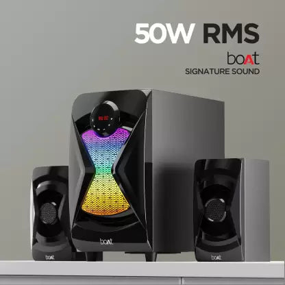 Blitz 1508 | 50W RMS Wired Speaker with boAt Signature Sound, 2.1 Channel, RGB Led, 5 Entertainment Modes, FM, Aux, USB, Sd Card, BT