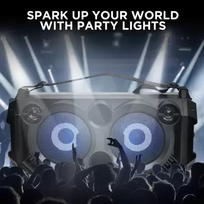 Party Pal 60 | Wireless Bluetooth Speaker with Powerful 20W R.M.S Sound, LED Lit, Microphone Jack for Karaoke