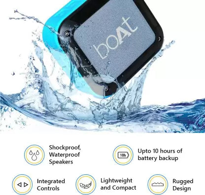 boAt Stone 200 | Portable Speaker with 10 Hours Playback, Bluetooth v4.1, IPX6 Water Resistant, Integrated Controls