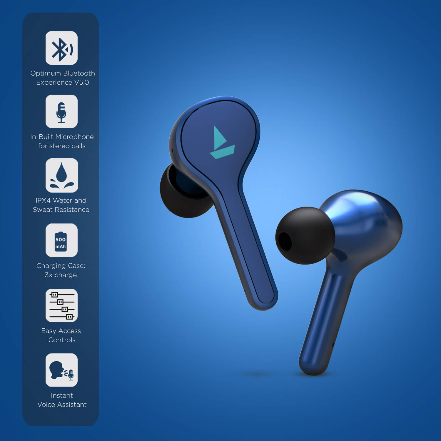 boAt Airdopes 433 | Wireless Earbuds with 7mm drivers, IPX4 water resistance, 500mAh Charging Case, Music upto 10 Hours
