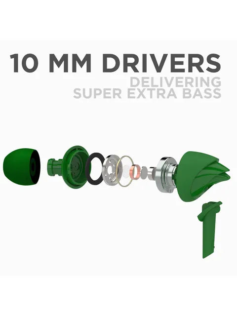 Bassheads 100 | Wired Earphone with 10mm Dynamic Driver, Hawk Inspired Design, Made in India, Super Extra Bass