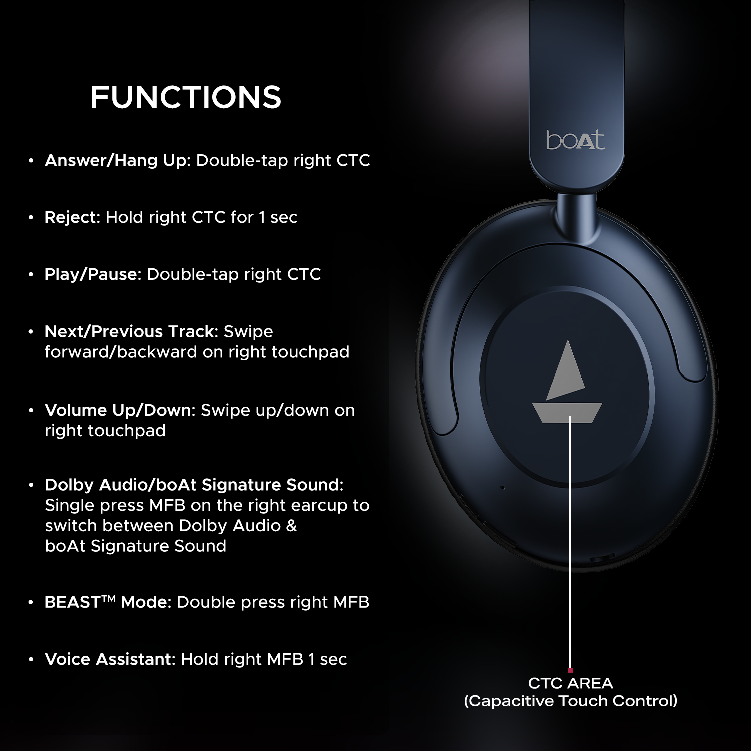 boAt Rockerz 650 Pro | Wireless Headphone with 80 Hours Playback, Dolby Audio, Touch & Swipe Controls
