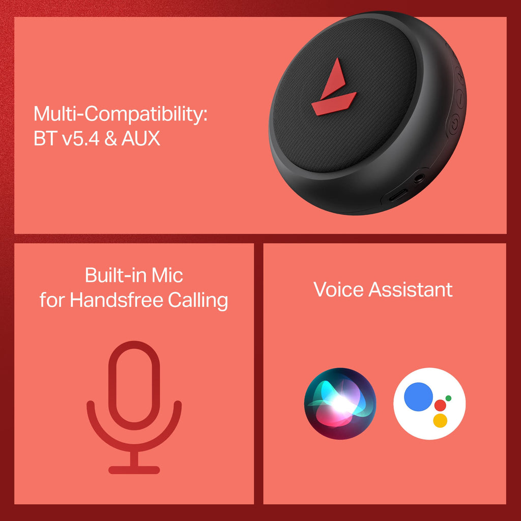 boAt Stone 108 | Portable Bluetooth Speaker with 3W Sound, 12H Playback, TWS feature & IPX4 Resistance
