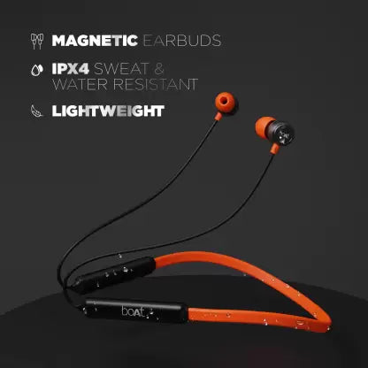 boAt Rockerz 195 | Equipped with 10mm Titanium Drivers, 15H Nonstop Playback, Fast Charging, Magnetic Earbuds