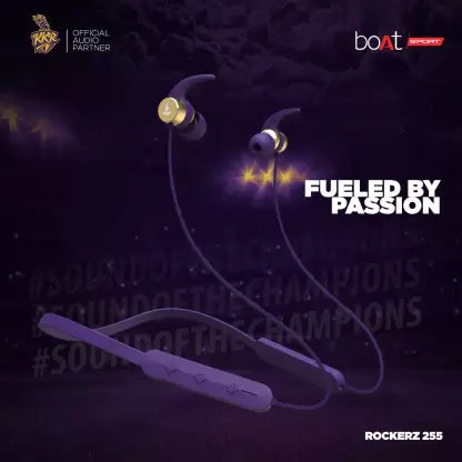 boAt Rockerz 255 KKR Edition | Equipped with 10mm Drivers, Limited Edition KKR Design, 6H Nonstop Playback, 110mAh Battery